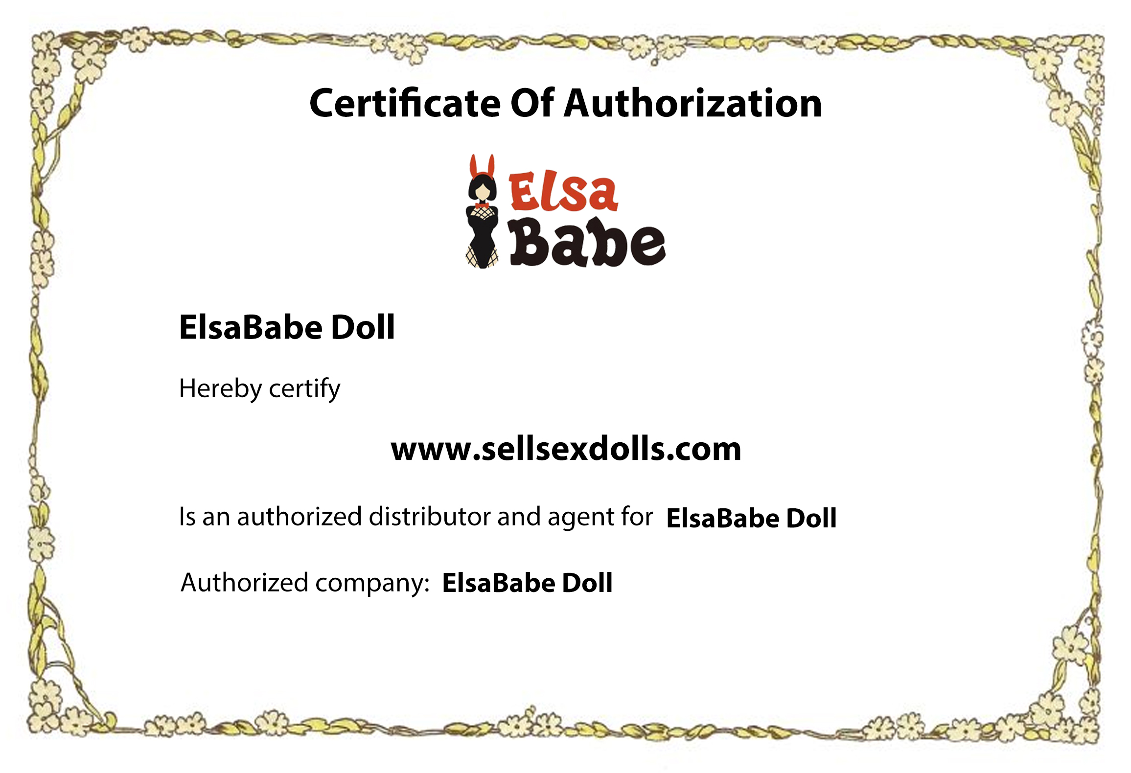 elsababe doll certificate