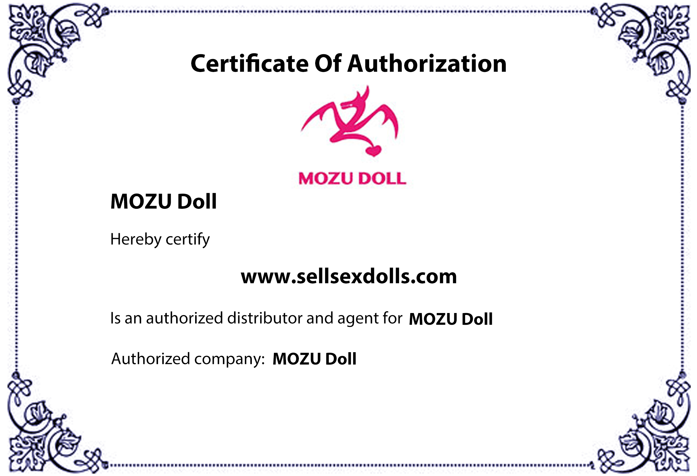 mozu doll certificate