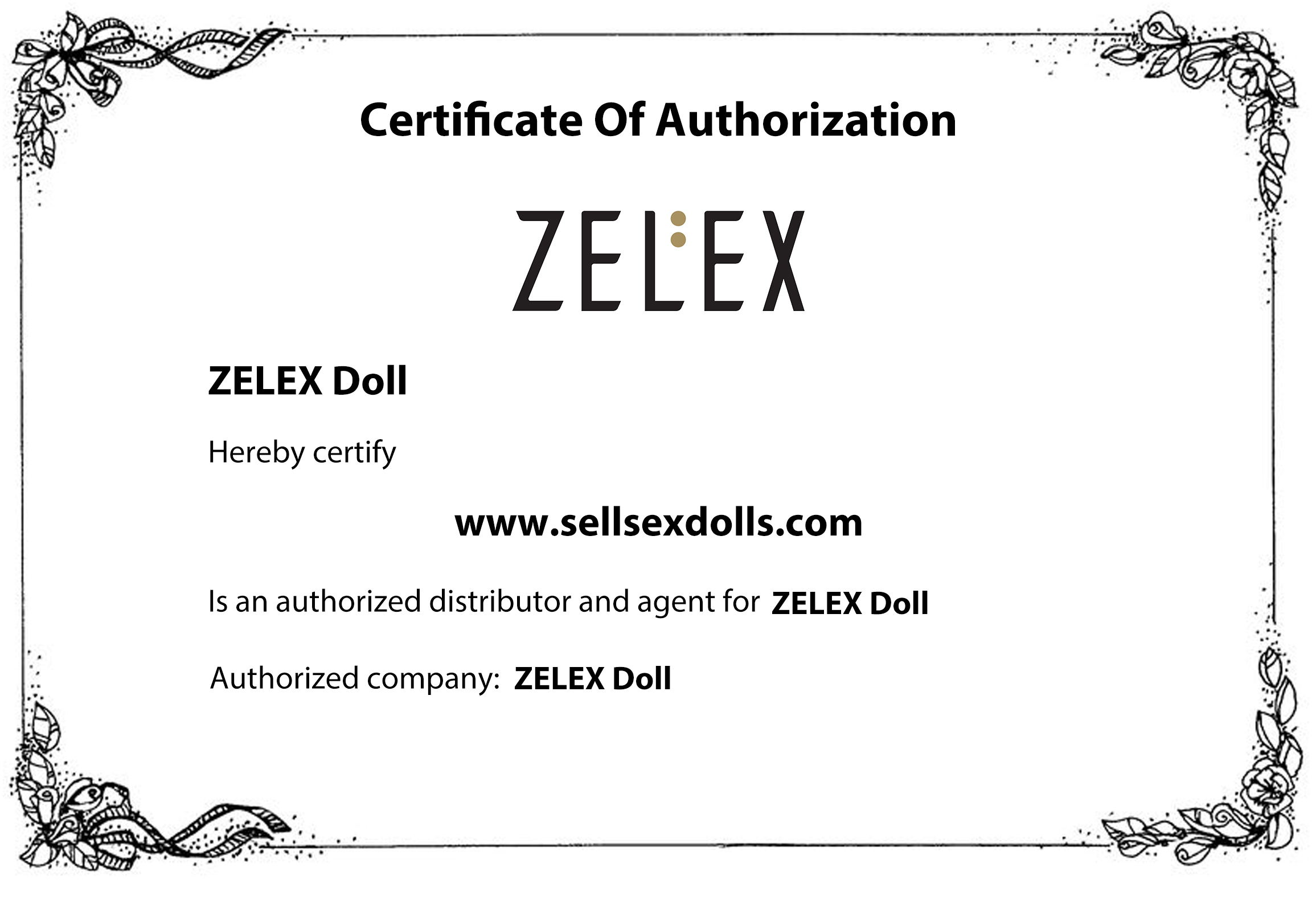 zelex doll certificate