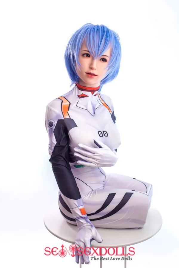 Joy - F-Cup Torso Blue Short Hair Hentai Anime Sanhui Silicone Sex Doll for Sale